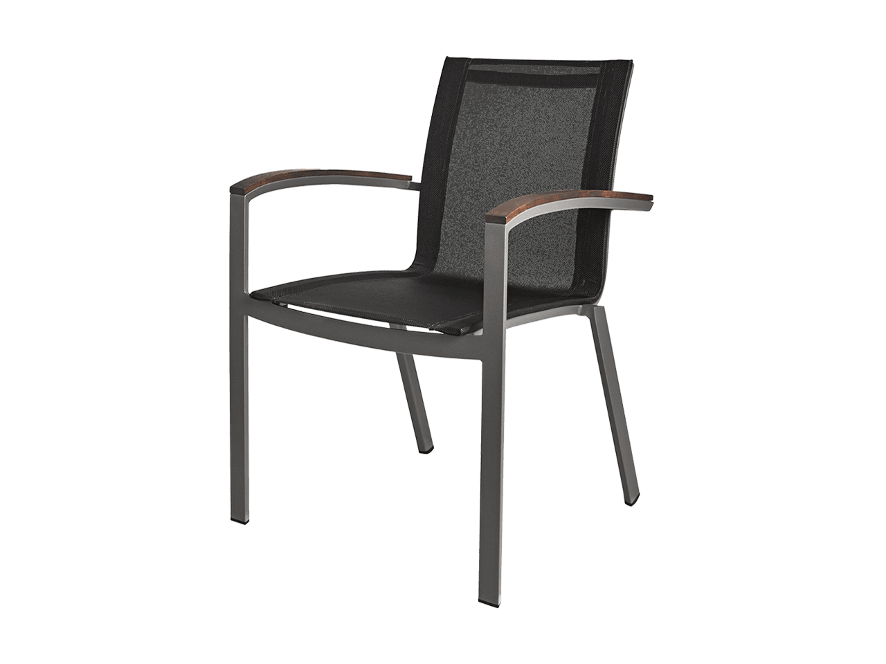 Harmony Stacking Sling Arm Chair | Gray Base with Black Sling