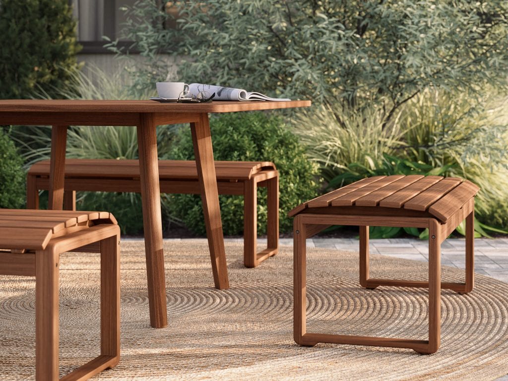 JensenOutdoor-InnovaCollection_MelodyBench_FoundationsCollection_SquareDiningTable_Lifestyle2