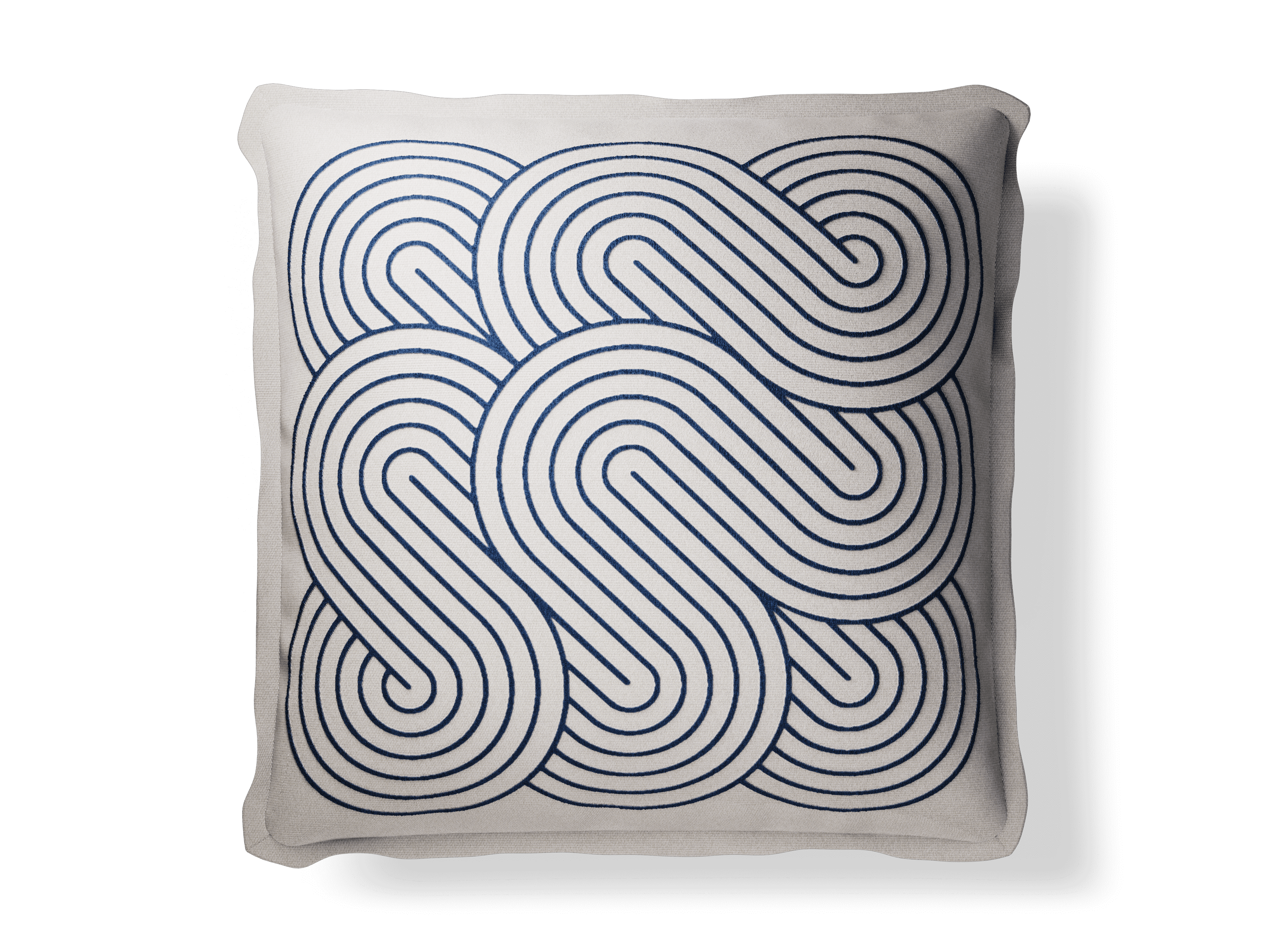 20×20″ Spiral Ivory/Indigo Throw Pillow